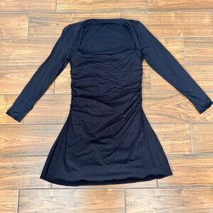 Black Ruched Long-Sleeve Women’s Dress